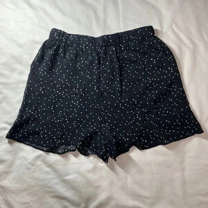 Fashion On Earth Black Ruffle Shorts w/ White Polka Dots and Pockets | Size XL